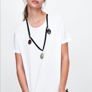 Zara Necklace Classic White T-shirt NWT